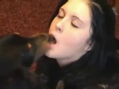 Beauty young girl loves dog for sex